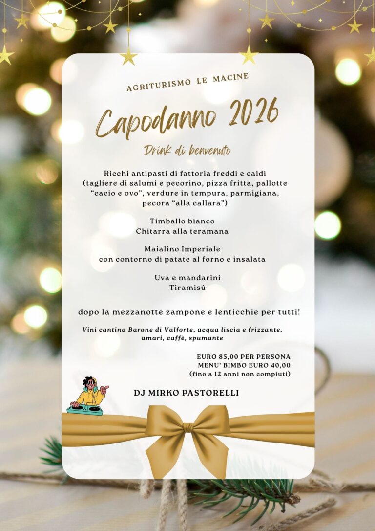 Capodanno 2026 all’Agriturismo Le Macine di Silvi Marina