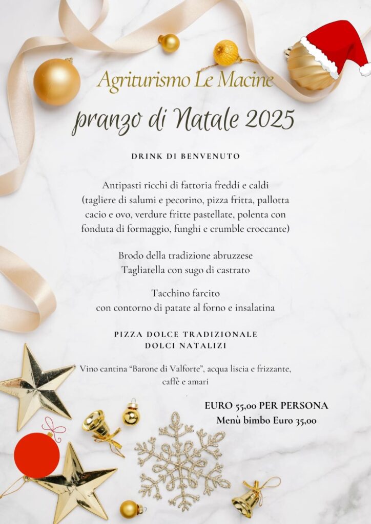 Pranzo di Natale 2025 all’Agriturismo Le Macine di Silvi Marina